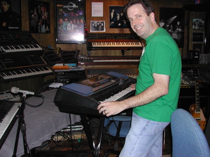 Mark lays down a keyboard part