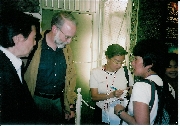 Nayoshi Yamakawa and Neil being interviewed by reporter and photographer from Boston Globe